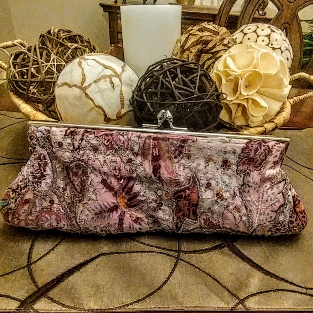Express Beaded Pink Clutch Handbag NWT